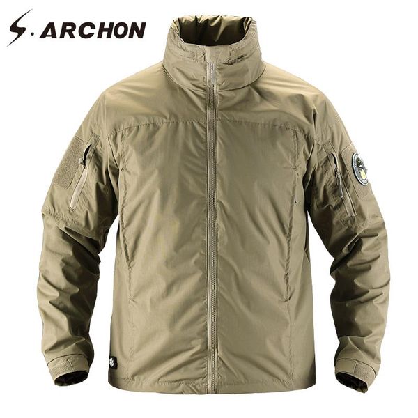 

men's jackets lightweight combat military tactical men waterproof breathable bomber casual soft army coats, Black;brown