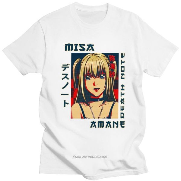 

retro death note misa amane t shirt for men short sleeved japan anime manga tshirt pure summer t-shirt fans tee gift, White;black