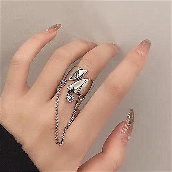 

wedding rings ins 2021 trend inlaid crystal tassel fashion chain ring woman simple girl street jewelry gift, Slivery;golden
