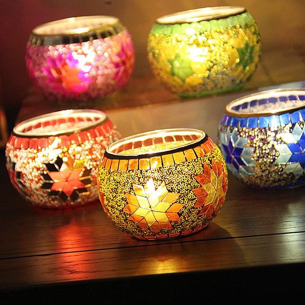 

candle holders color snowflake mosaic glass candlestick