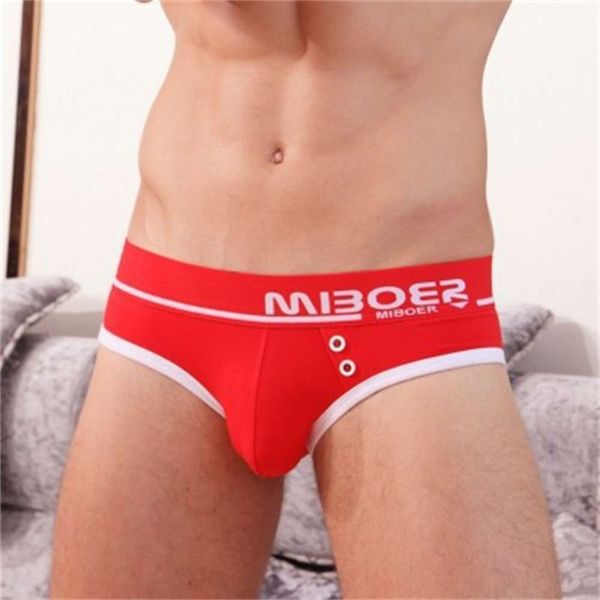 

miboer button cotton men's briefs, Black;white