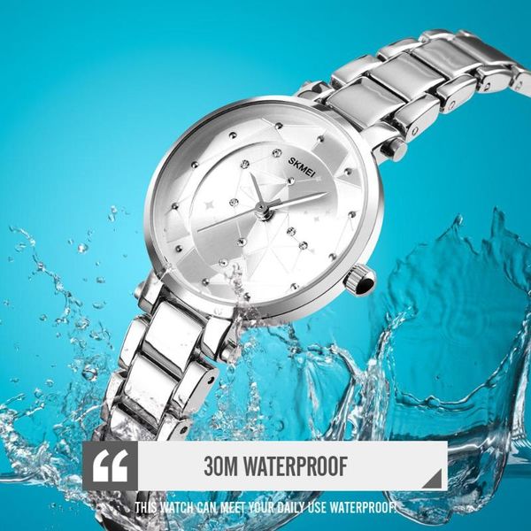 

wristwatches skmei women quartz watch 30m waterproof womens watches ladies dress relogio feminino, Slivery;brown