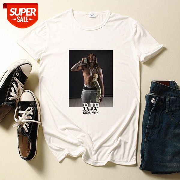 

rip king von short sleeve men's and women's t-shirt loose large size #ca1o, White