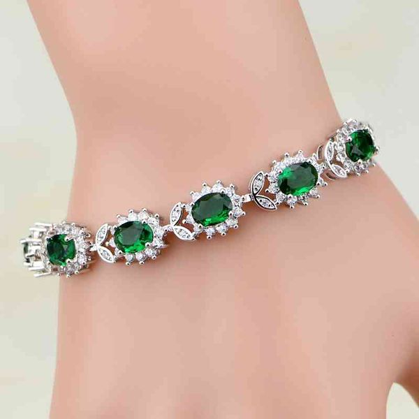

925 sterling silver jewelry charm women natural green cubic zirconia bracelets christmas gifts, Black