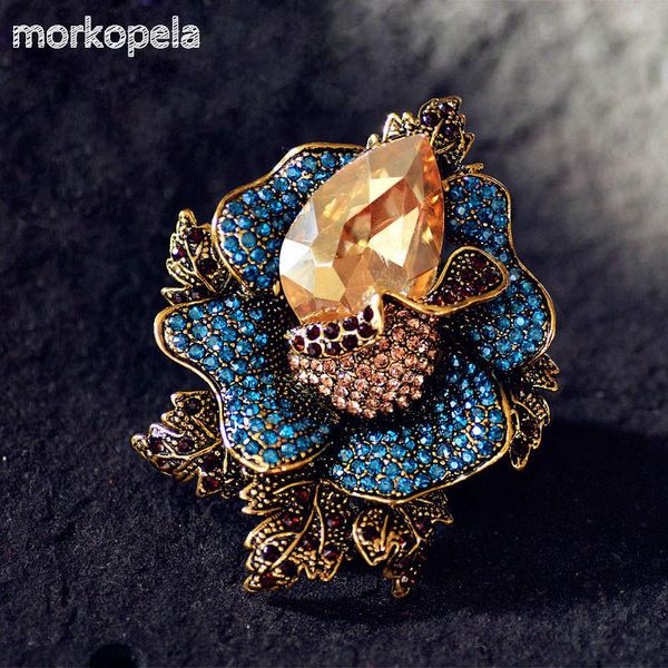 

pins, brooches morkopela big crystal baroque flower luxury for women beautiful bouquet brooch pins clothes scarf clip pin, Gray
