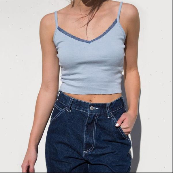 

women tanks summer v neck cami with lace trim white crop drop good quality