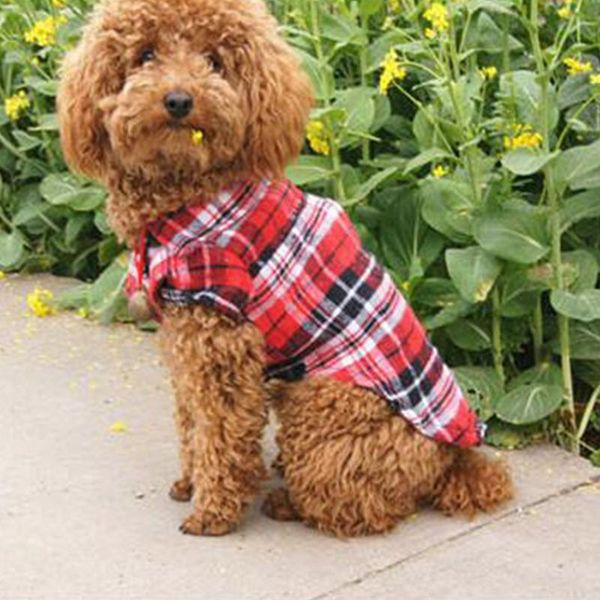 

soft cotton short sleeve shirts pet dog cat clothes puppy kitten clothing plaid t shirt british style apparel