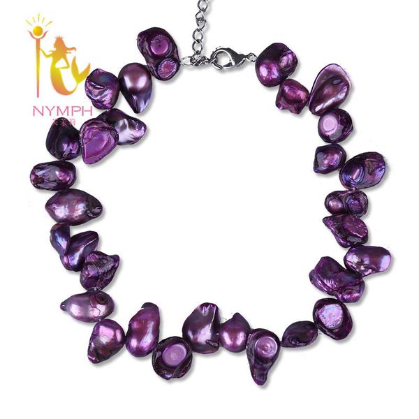 

anklets [nymph]pearl jewelry baroque pearl fashion 9-13mm charm chain women for party fine jewelry[f204], Red;blue