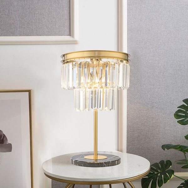 

table lamps postmodern simple double crystal lamp bedroom bedside creative romantic villa model room decorative