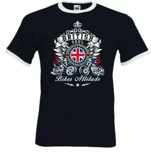 

biker british soul attitude mens biker motorcycle, White;black