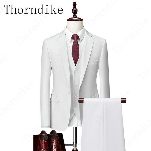 

men's suits & blazers thorndike ropa de hombre 2021 formal white business men suit elegant male dinner prom party tuxedos 3 pieces (jac, White;black