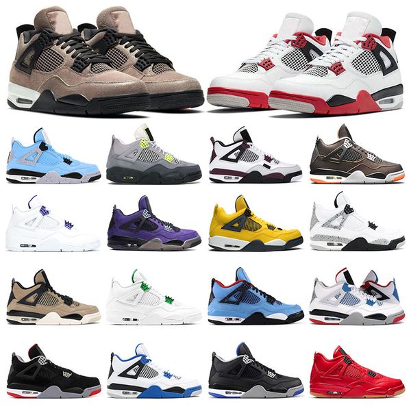 

black cat mens running basketball shoes 4s university blue taupe haze starfish fire red purple metallic white cement womens trainer sports s, White;red