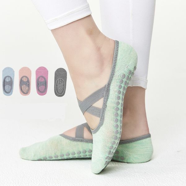 

pure cotton dot silicone non-slip women pilates socks breathable yoga socks ballet dance sports socks for fitness 1050 z2, Black