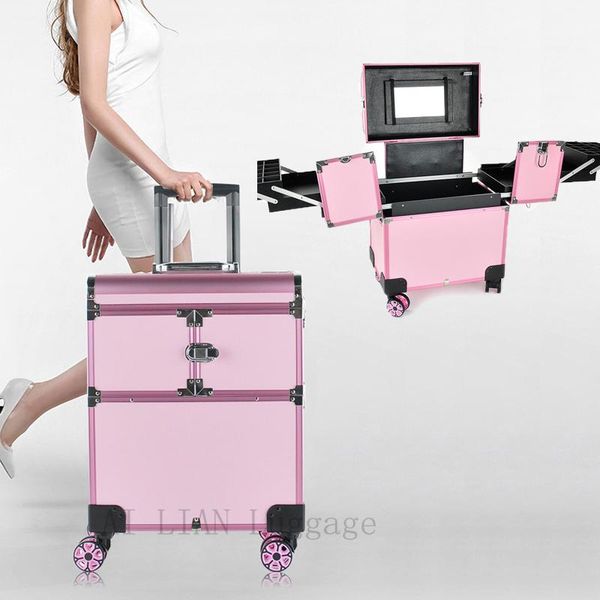

multifunctional luxury trolley cosmetic case,rolling luggage,multi-layer beauty tattoo salons makeup suitcase on wheel nails bag bags & case