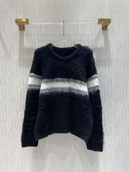 

new mohair striped sweater in autumn and winter, White;black