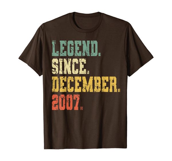 

12 years old shirt gift- legend since december 2007 t-shirt, White;black