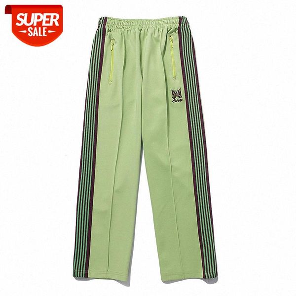 

butterfly embroidery side webbing stitching casual pants sports trousers stitch joint men's and women's #ll1i, Black