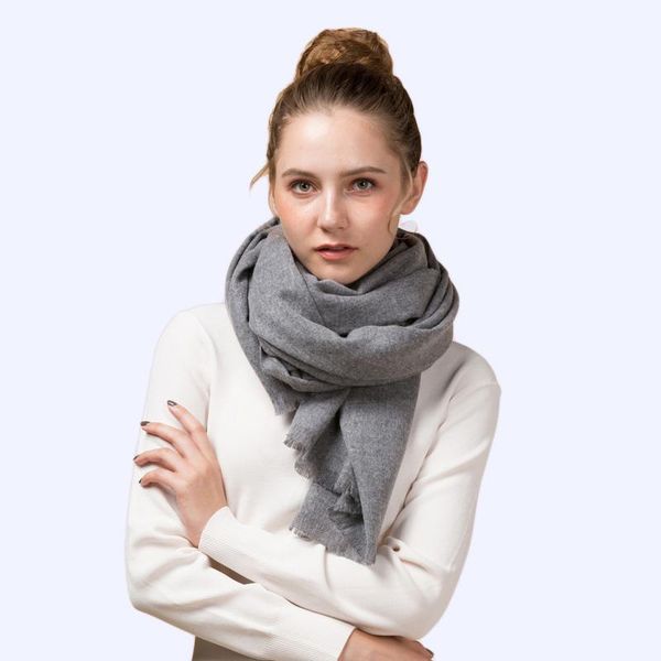 

scarves luxury women warm cashmere pashmina winter wool scarf stole for female solid color wrap [2134], Blue;gray