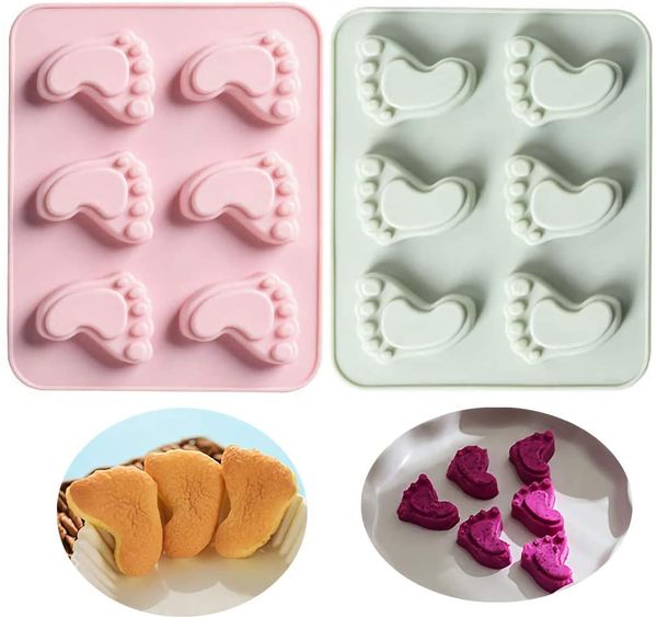 Moldes para Pegadas de Bebês Moldes para Cozimento Passo a Pé Moldes de Fondant de Silicone para Chá de Bebê Decoração de Bolo de Aniversário Doces Chocolate Cupcake Topper Decoração 1222260