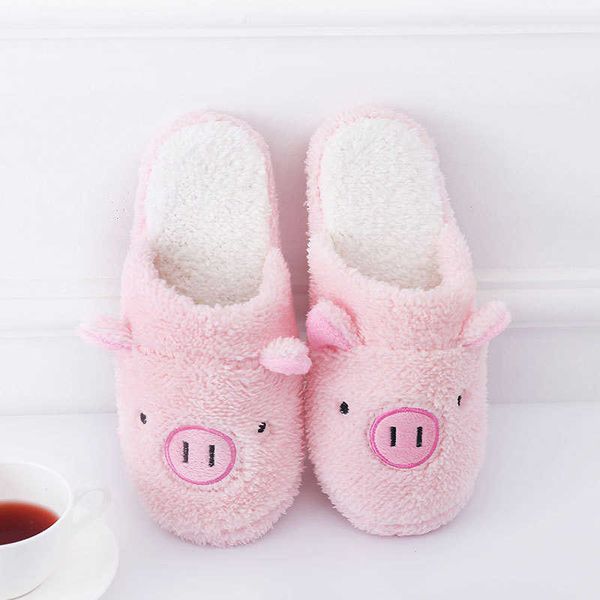 

cute cartoon slippers women pink pig and brown bear home warm cotton indoor couple shoes comfortable soft slippers with fur drag 210619, Black