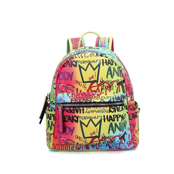 

backpack women 's trend alphabet graffiti print shoulder bag hand- carrying style