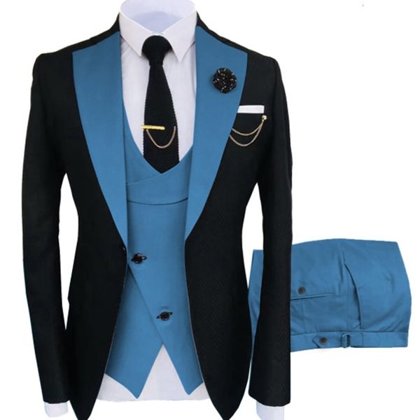 

men's suits & blazers colorful fashion men's suit 3-flat flat pieces tuxedo adjustment lapel male fit (jacket + vest pants) ksgr, White;black