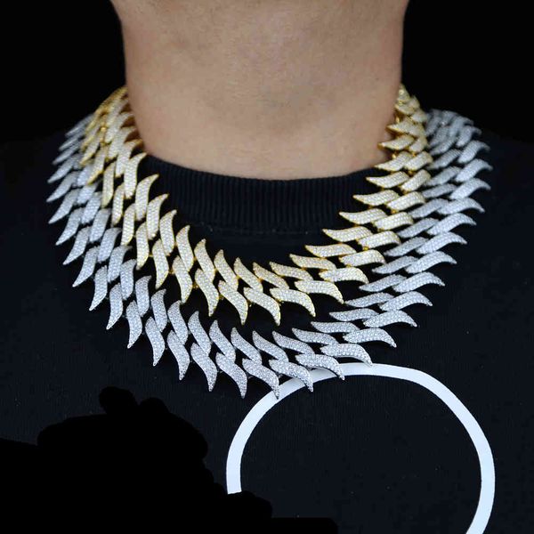 

30mm iced out cuban chain hip hop heavy solid chocker jewelry gold silver color rhinestone cz for mens rapper necklaces x0509, Black