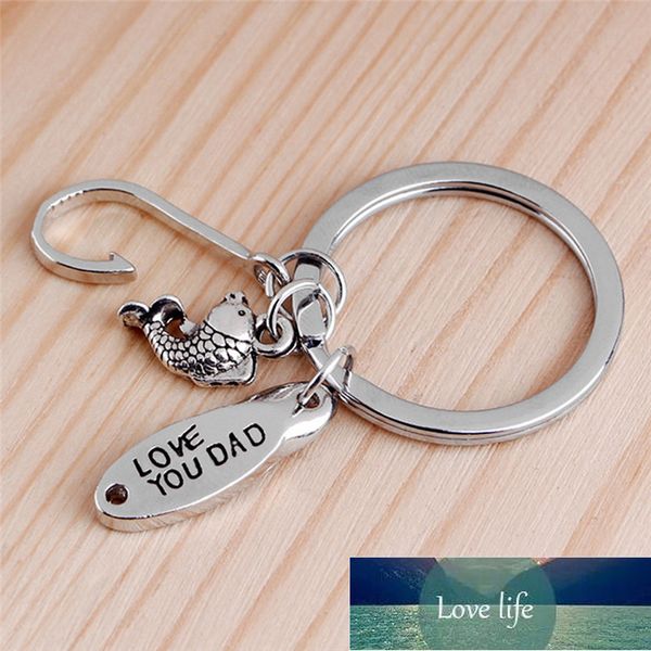 Para o padre amor coração encantos do coração pescar peixes enganchar-me keychain pesca chaveiro chaveiro daddy preço de fábrica especialista qualidade