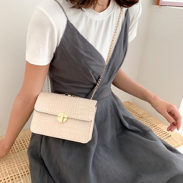 

evening bags 2021 fashion pu leather lady crocodile pattern chain flap bag all-match cross body shoulder sac luxe femme