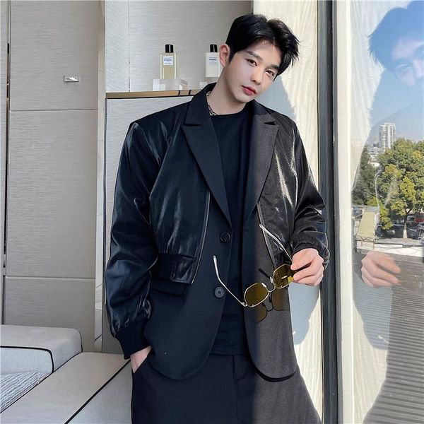 

men's suits & blazers suit coat 2021 autumn and winter fried street ruffian handsome fashion two pieces of fusion patchwork casual, White;black
