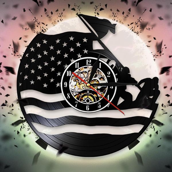 

wall clocks tractor american flag clock retro black hanging record 3d watches creative decor for living room