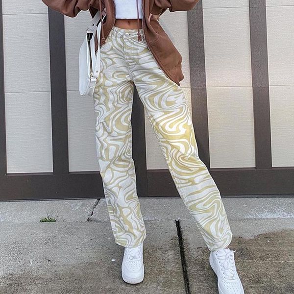 

women's pants & capris summer women loose straight trousers with personalized stripe print high waist design clothing, Black;white