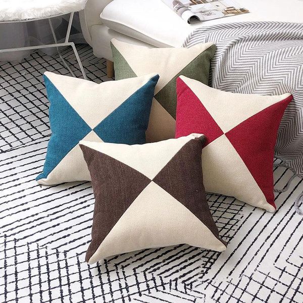 

cushion/decorative pillow 2pcs nordic patchwork case 45*45 cotton linen pillowcase home decoration for living room bed sofa car cushion cove