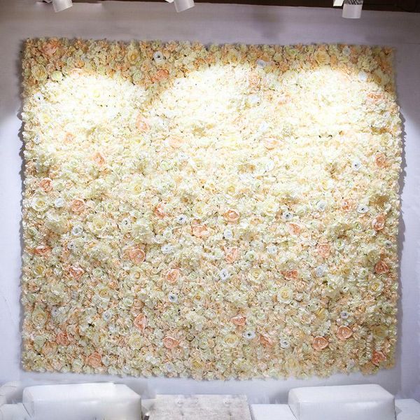 

decorative flowers & wreaths 40x60cm artificial flower panels wedding decoration backdrop champagne silk rose fake hydrangea wall 24pcs