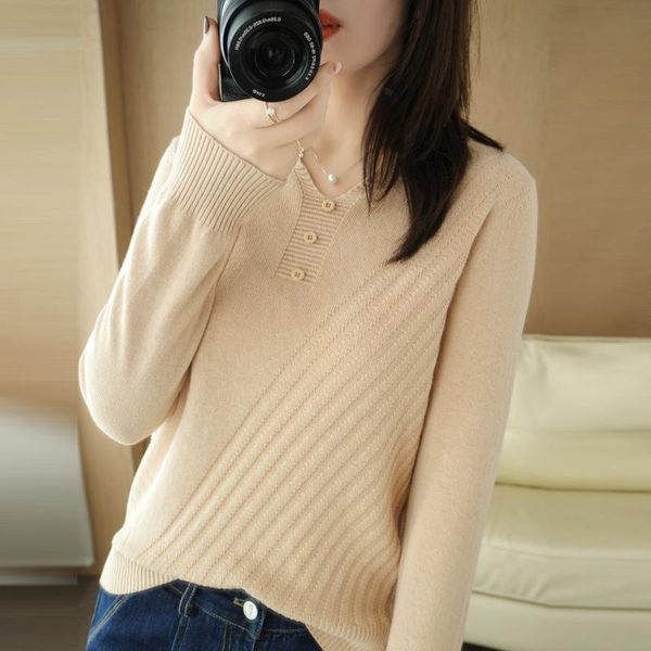 

women's sweaters lafarvie autumn winter cotton v-neck sweater women fashion loose pocket button long sleeve female knitted pullover ju, White;black