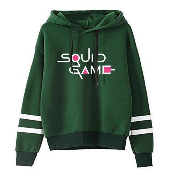 

men's hoodies & sweatshirts squid game men women pullovers autumn harajuku long sleeve hooded boys girls green streetwear, Black