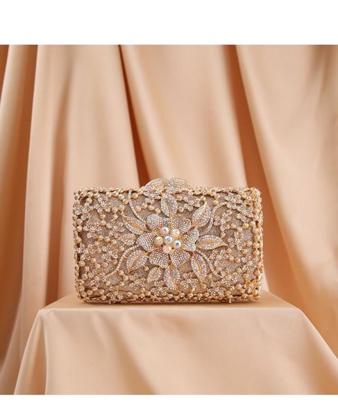 

silver evening bag clutch bags white rhinestone gold metal purse fashion hard box mini party chain clutches