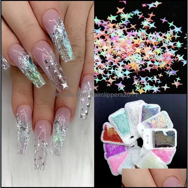 

nail art decorations & salon health beauty sequins decorative aessories four-pointed star paillette laser hologram glitter faux ongles dro, Silver;gold