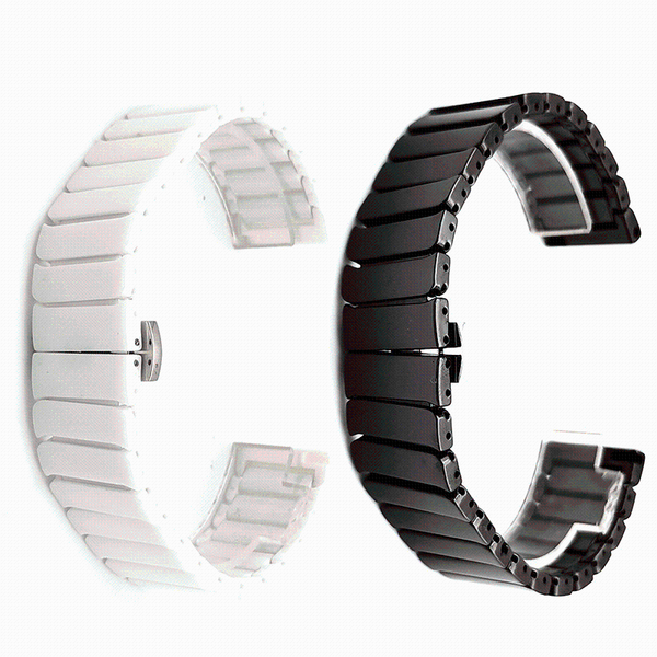 

watch bands shadowshark 18mm/20mm/22mm band bamboo section white black ceramic strap 2021, Black;brown