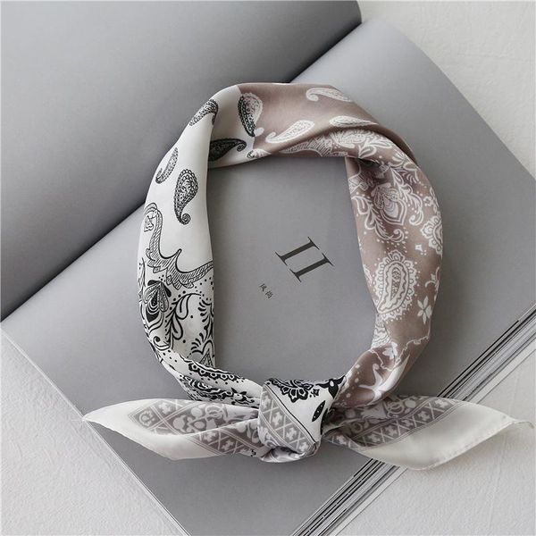 

scarves &dolphin small square scarf 70*70 cashew flowers vintage paisley bohemia chiffon silk neck elegant headband bandana, Blue;gray