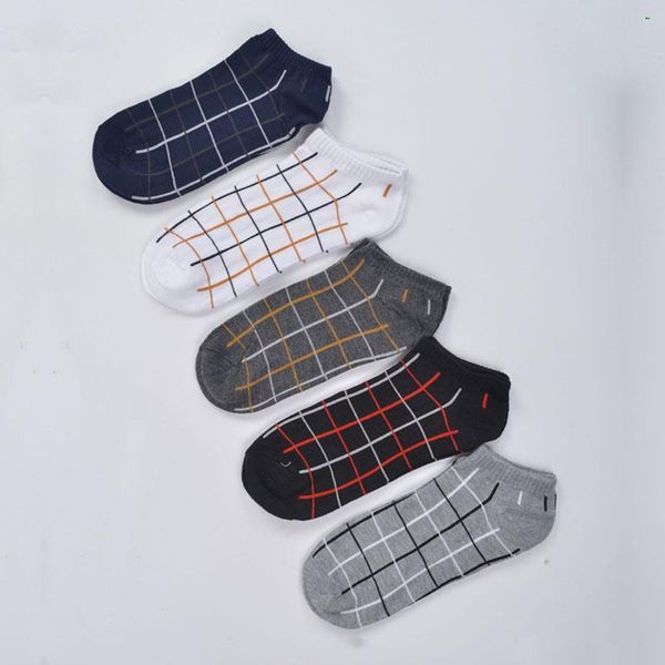 

men's socks 5 pairs men autumn winter small square multicolor retro vintage cotton formal personalized sock, Black