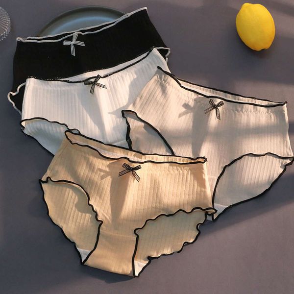 

female pure cotton girl black white breathable bottoms large briefs, Black;pink