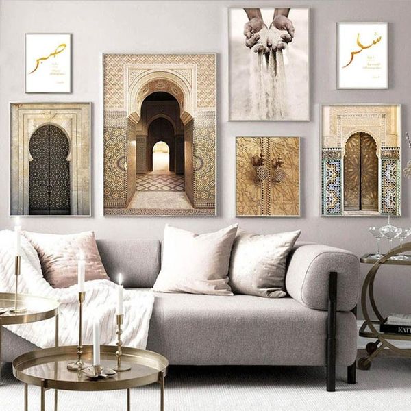 

paintings modern minimalist landscape architectural canvas painting moroccan style art poster study living room wall decor pictures