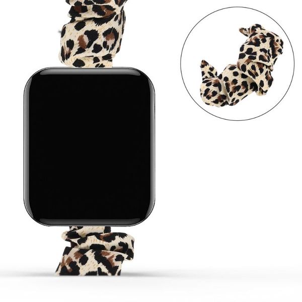 

watch bands 3pcs leopard scrunchie strap universal band without connector, Black;brown