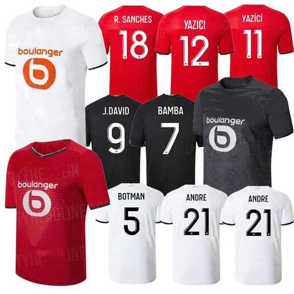 

21 22 losc lille soccer jerseys 2021 home botman bamba xeka j.david j.ikone maillots be foot shirt .araujo yazici r.sanches t.weah andre fo, Black;yellow