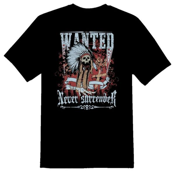 

wanted never surrender indian head dress black or white tee shirt, White;black