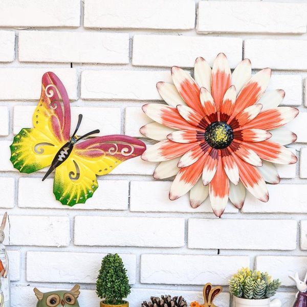 

decorative objects & figurines metal home garden with hook butterfly chrysanthemum of wall artwork art ornaments for and outdoor decorations