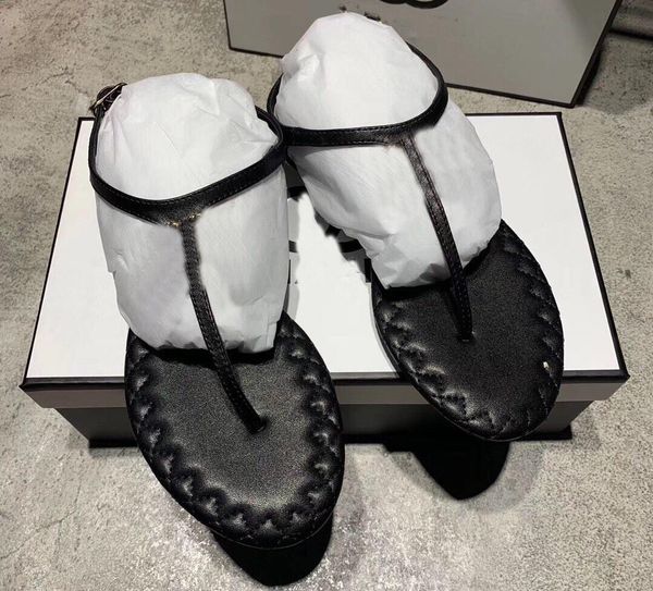 

sandals 2021 calf leather quilt belt sandals quilted paris fashion platform black white beach classic flat woman summer design wom