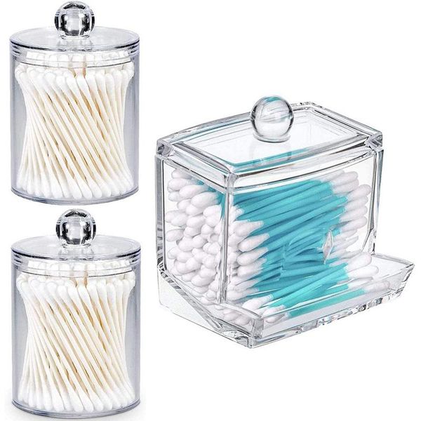 

jewelry pouches, bags qtip holder cotton swab storage dispenser, clear ball holder, apothecary jars with lids for bathroom, Pink;blue
