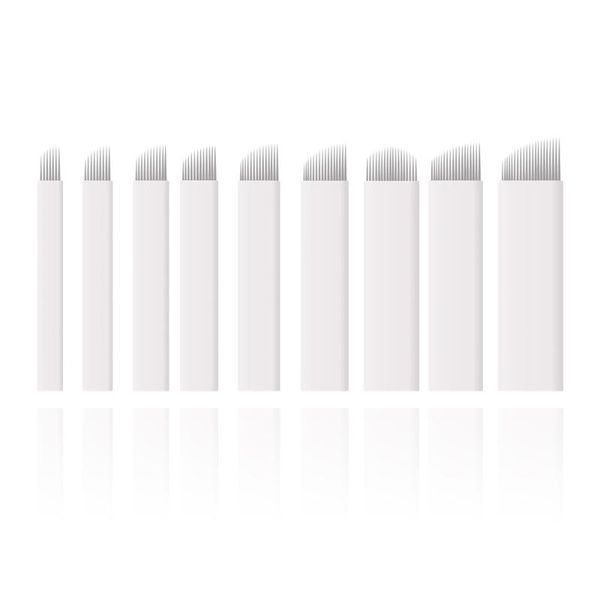 

tattoo needles 50pcs laminas microblading eyebrow needle 7 9 11 12 14 16 18 21 u18 shape pin 0.25mm nano 3d embroidery pernement makeup pen